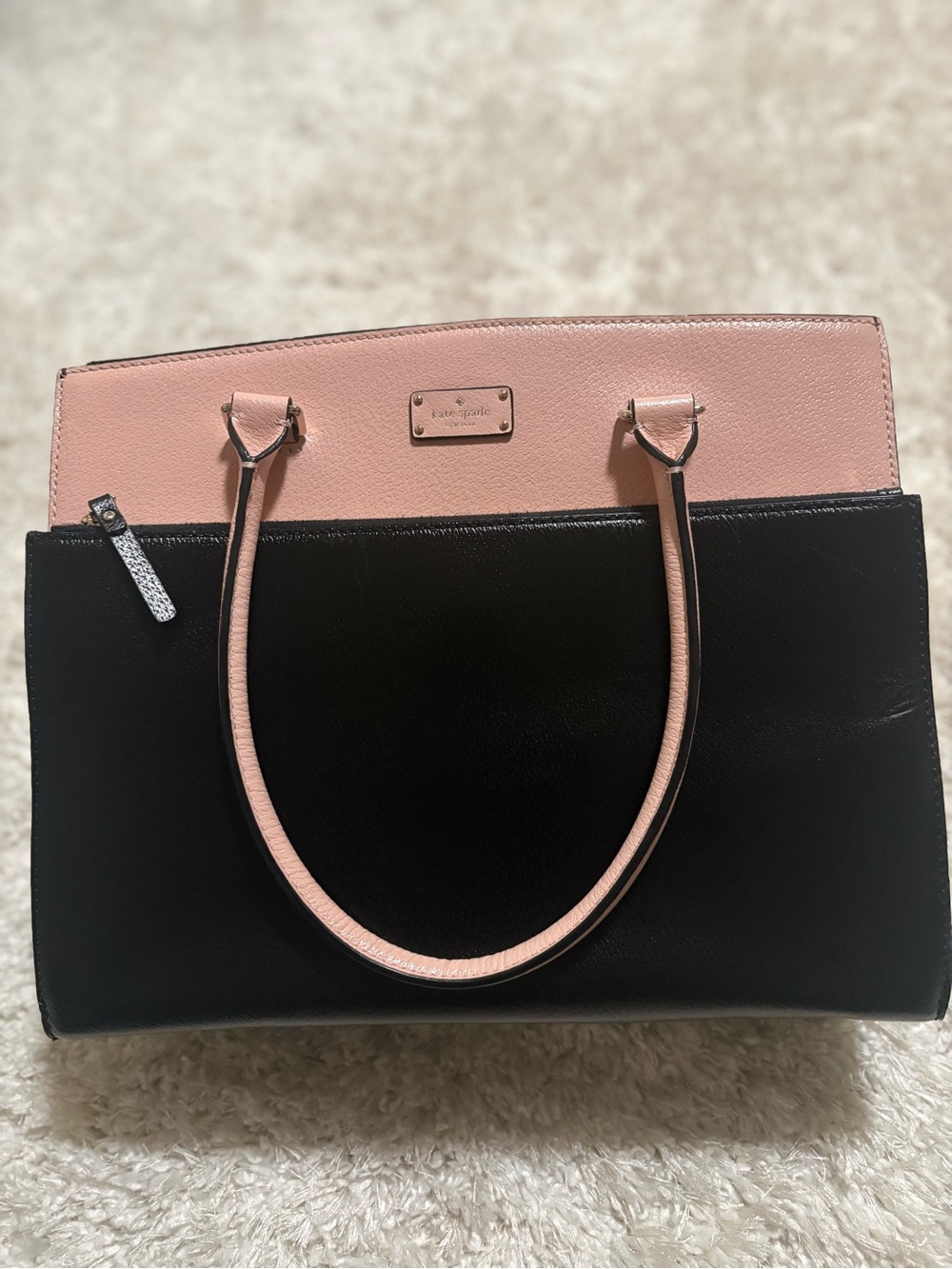 kate spade Pink and Black Two-Tone Leather Tote